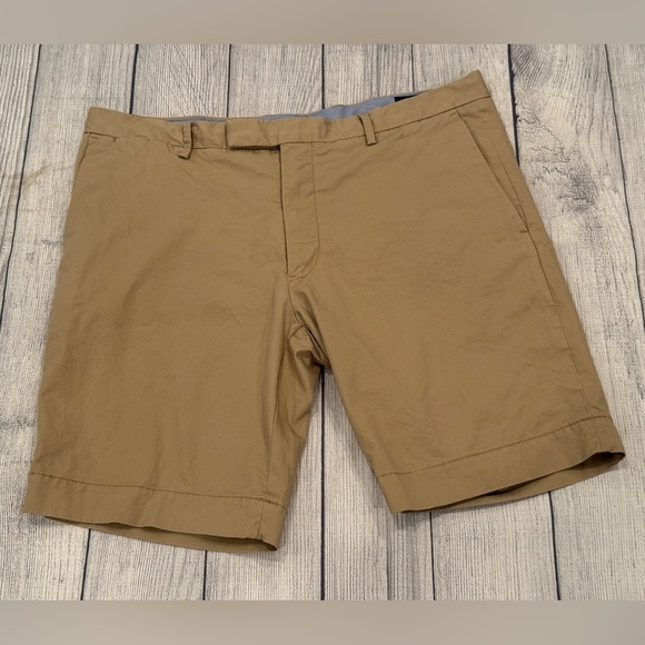 POLO RALPH LAUREN Classic Tan Flat Front stretch slim fit Men's Shorts/size 36 - Picture 2 of 8